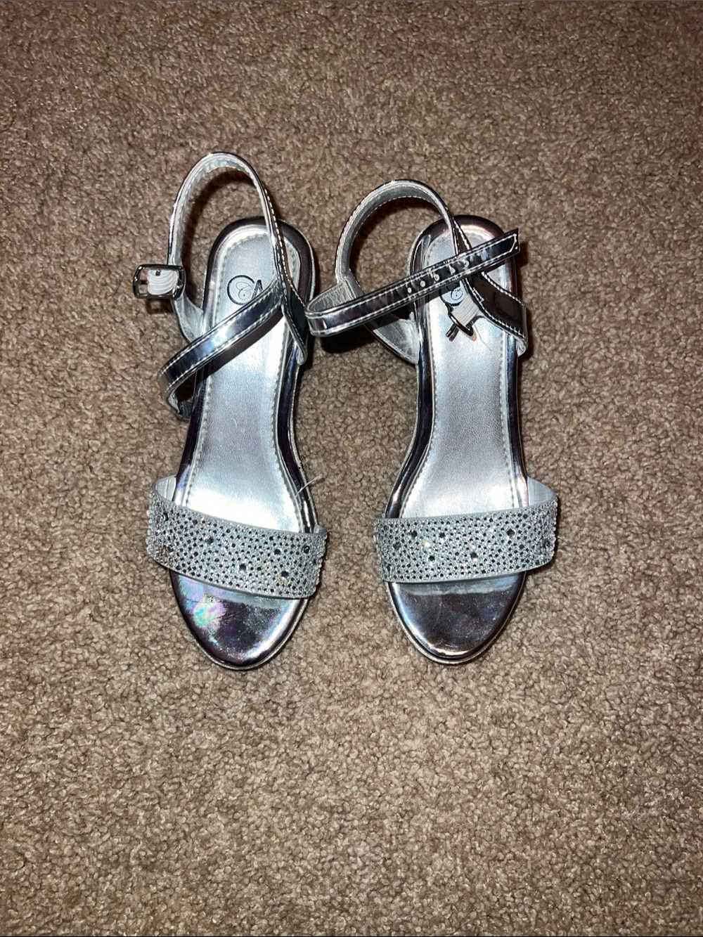 CCM Silver Girls Dress Sandals with Sparkle
